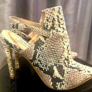 Snakeskin Heeled Sling Back Shoes